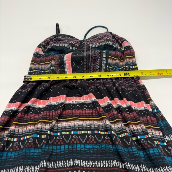 Striped Black Maxi Sundress with Pink and Teal Accents Size Medium - Picture 6 of 6